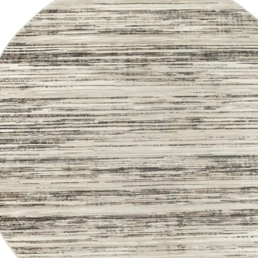 4' Beige Ivory And Brown Abstract Distressed Round Rug Photo 4