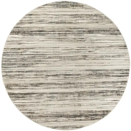 4' Beige Ivory And Brown Abstract Distressed Round Rug Photo 2