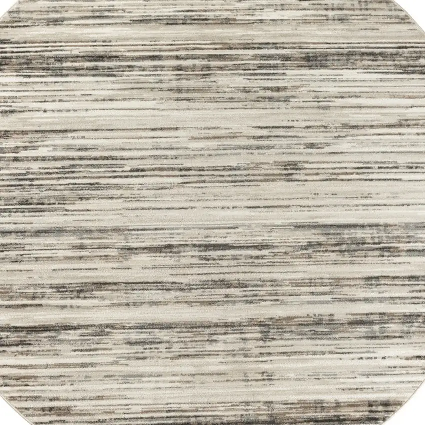 4' Beige Ivory And Brown Abstract Distressed Round Rug Photo 8