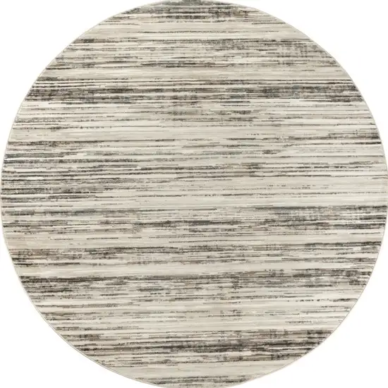 4' Beige Ivory And Brown Abstract Distressed Round Rug Photo 3