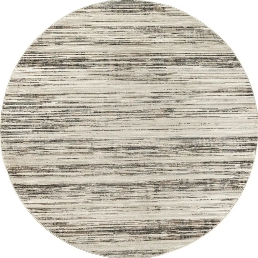 4' Beige Ivory And Brown Abstract Distressed Round Rug Photo 3