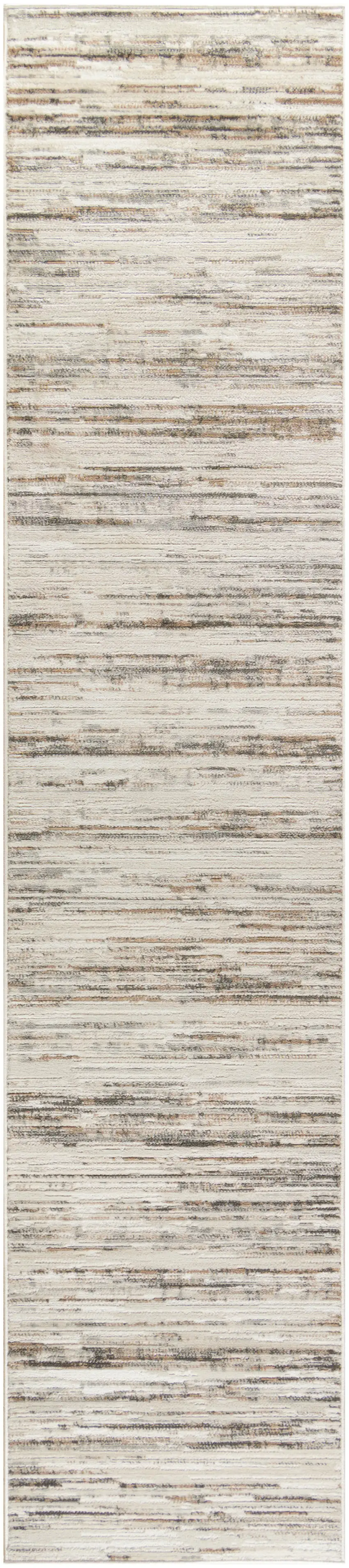 8' Beige Ivory And Brown Abstract Distressed Runner Rug Photo 3