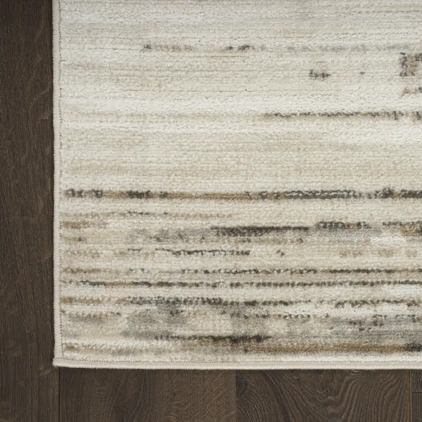 8' Beige Ivory And Brown Abstract Distressed Runner Rug Photo 9