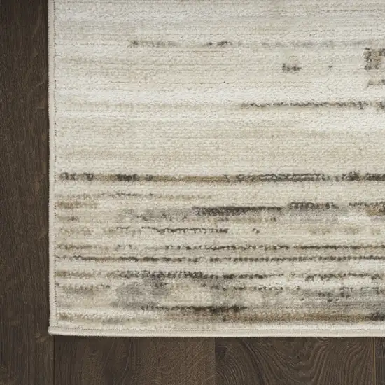 8' Beige Ivory And Brown Abstract Distressed Runner Rug Photo 9