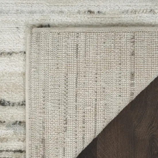 8' Beige Ivory And Brown Abstract Distressed Runner Rug Photo 8