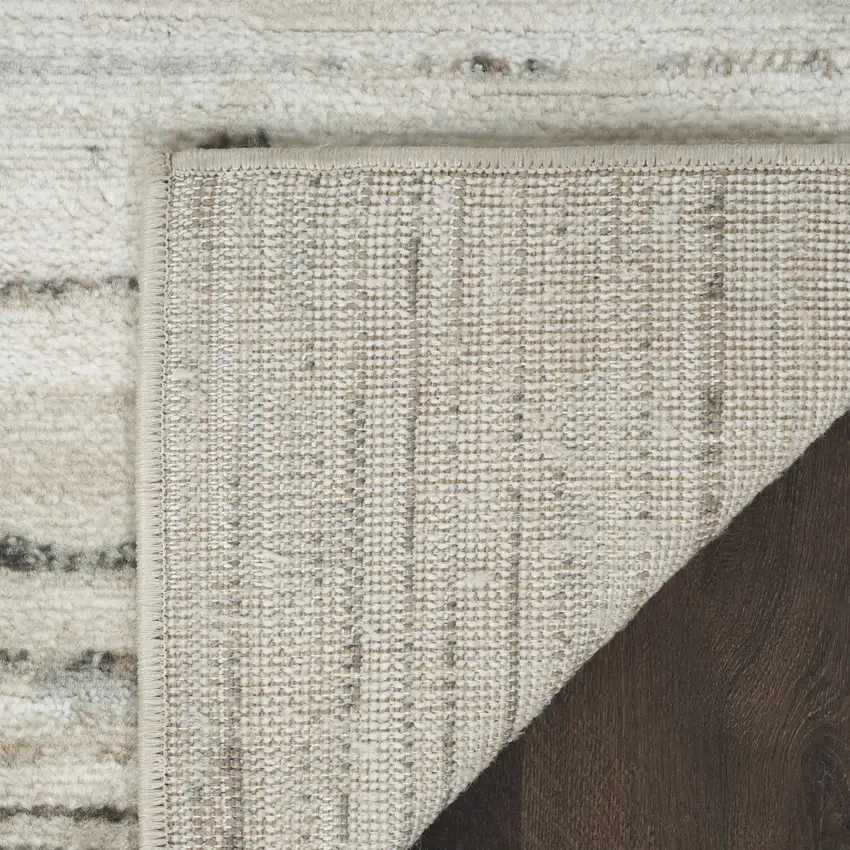 8' Beige Ivory And Brown Abstract Distressed Runner Rug Photo 8