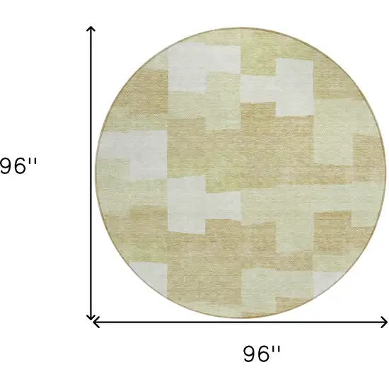8' Beige Ivory And Brown Round Geometric Washable Indoor Outdoor Area Rug Photo 3