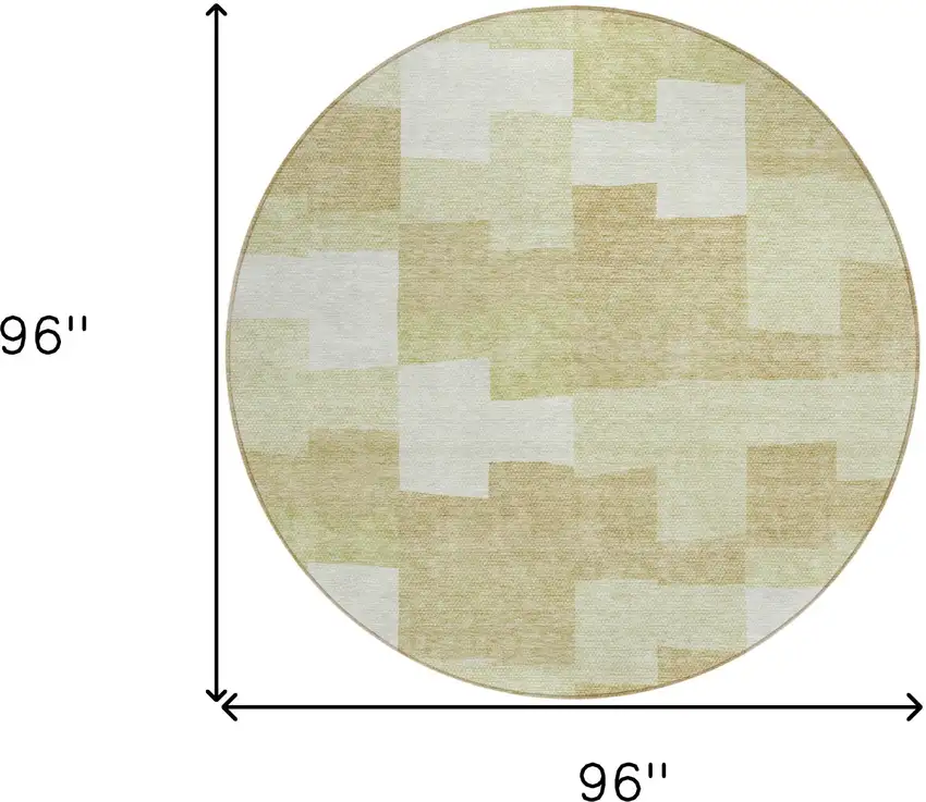 8' Beige Ivory And Brown Round Geometric Washable Indoor Outdoor Area Rug Photo 3