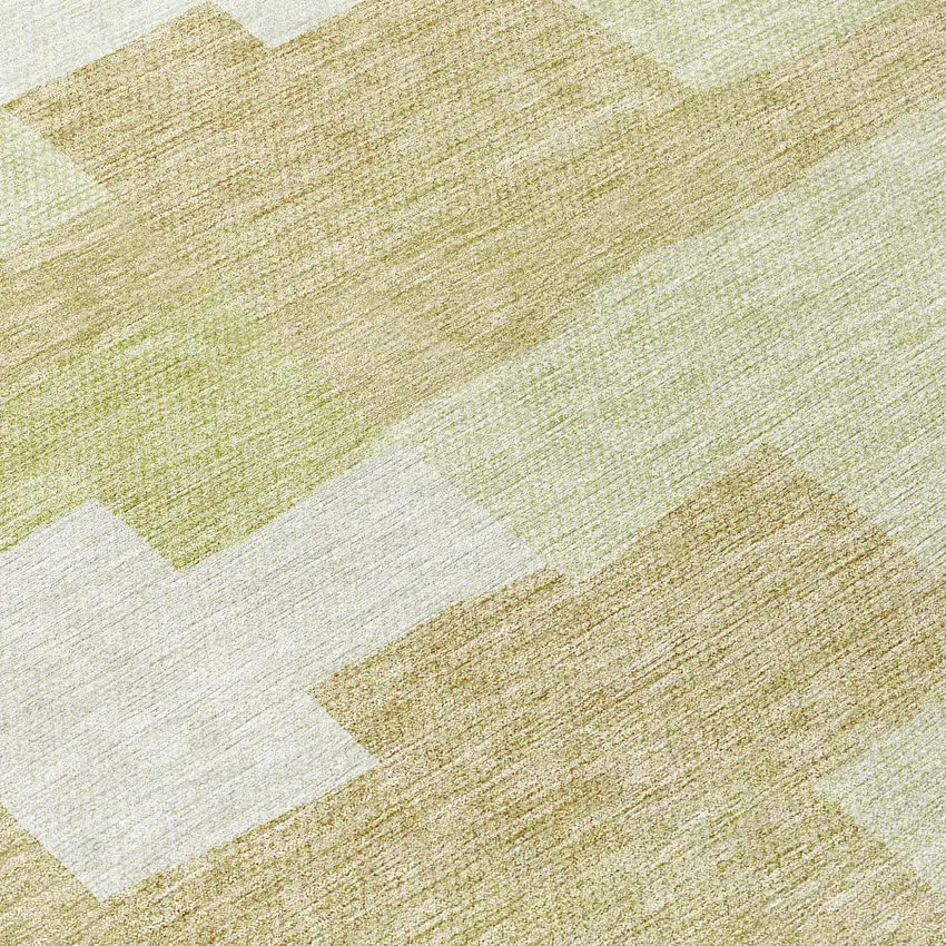 8' Beige Ivory And Brown Round Geometric Washable Indoor Outdoor Area Rug Photo 8