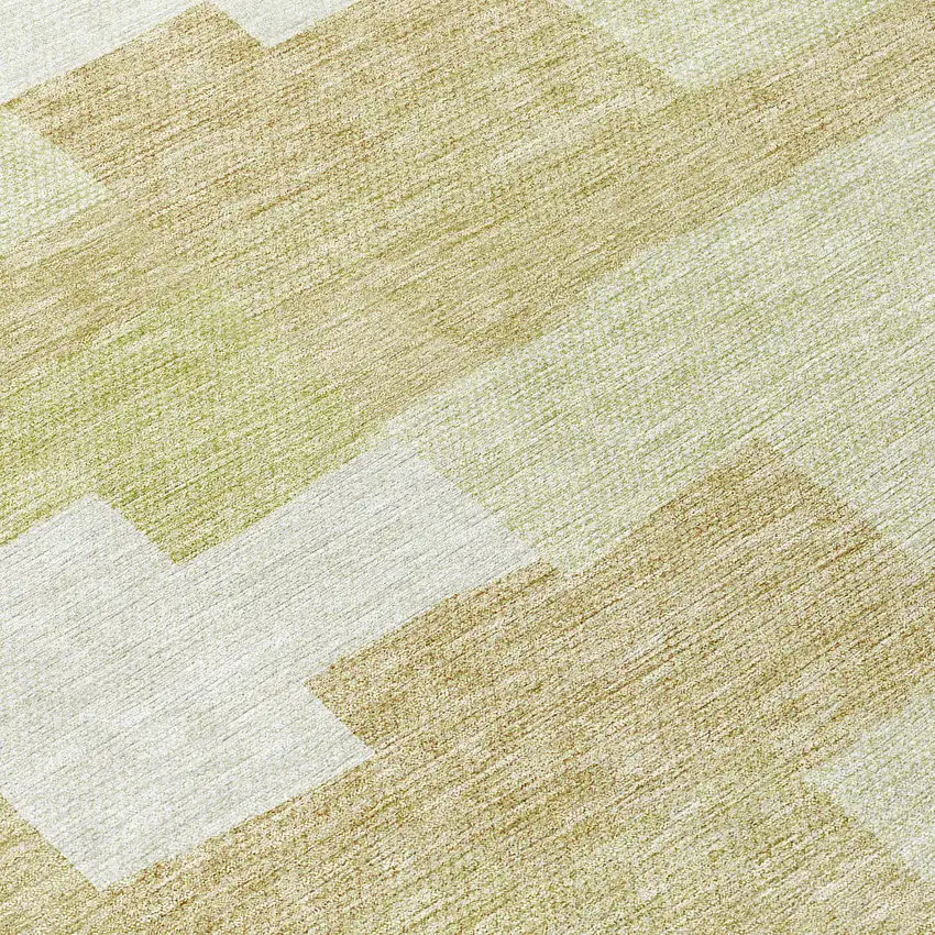 8' Beige Ivory And Brown Round Geometric Washable Indoor Outdoor Area Rug Photo 8
