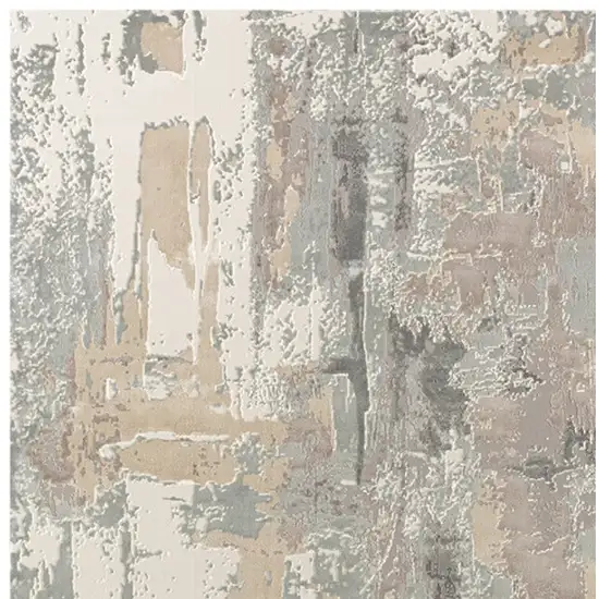 8' Beige Ivory And Gray Abstract Runner Rug Photo 2