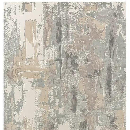 8' Beige Ivory And Gray Abstract Runner Rug Photo 3