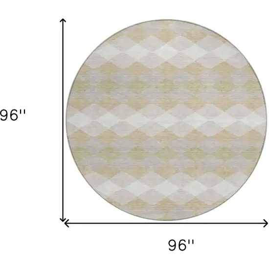 8' Beige Ivory And Gray Round Geometric Washable Indoor Outdoor Area Rug Photo 3