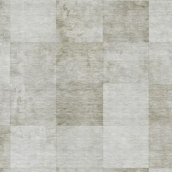 8' Beige Ivory And Taupe Geometric Washable Area Rug With UV Protection Photo 2