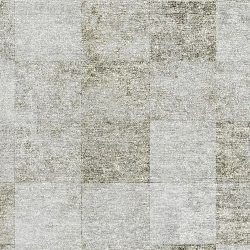 8' Beige Ivory And Taupe Geometric Washable Area Rug With UV Protection Photo 2