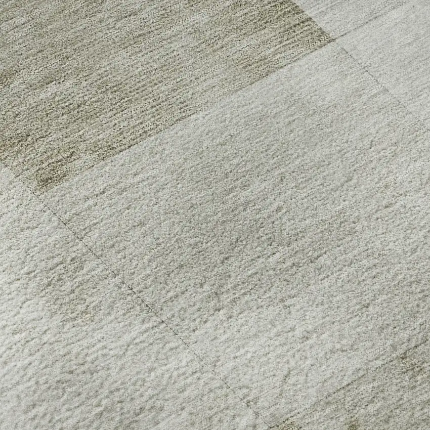 8' Beige Ivory And Taupe Geometric Washable Area Rug With UV Protection Photo 9