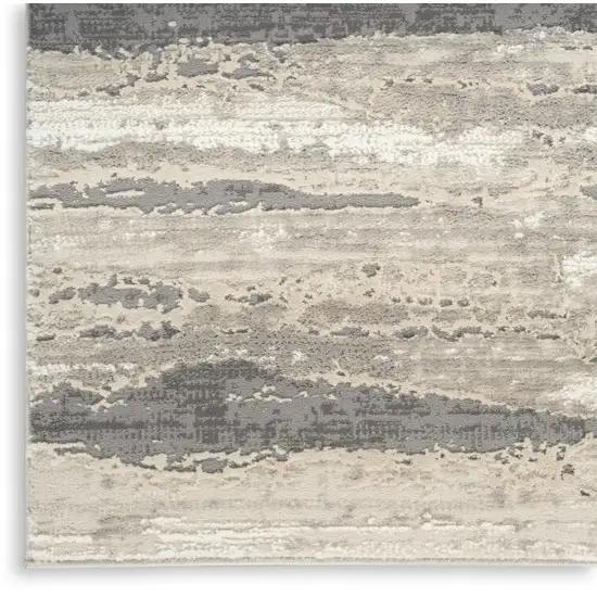 8' Beige Ivory and Gray Abstract Non Skid Runner Rug Photo 9