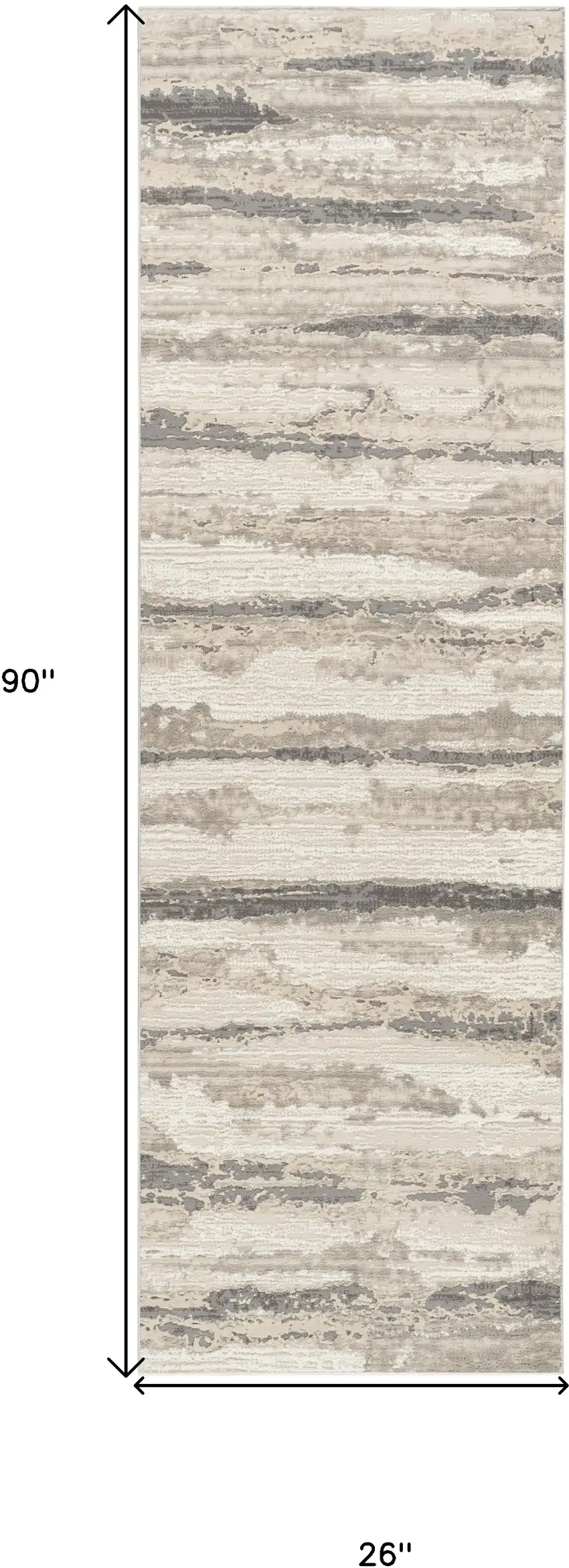 8' Beige Ivory and Gray Abstract Non Skid Runner Rug Photo 3