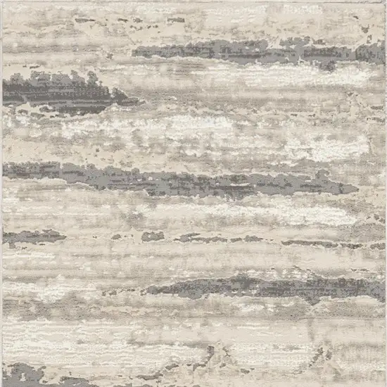 8' Beige Ivory and Gray Abstract Non Skid Runner Rug Photo 4