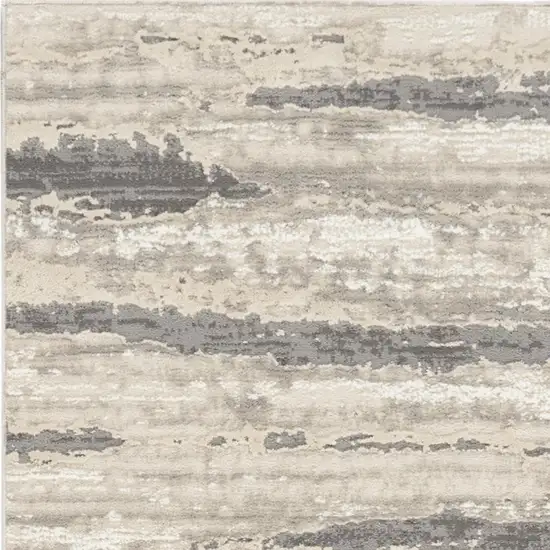 8' Beige Ivory and Gray Abstract Non Skid Runner Rug Photo 3