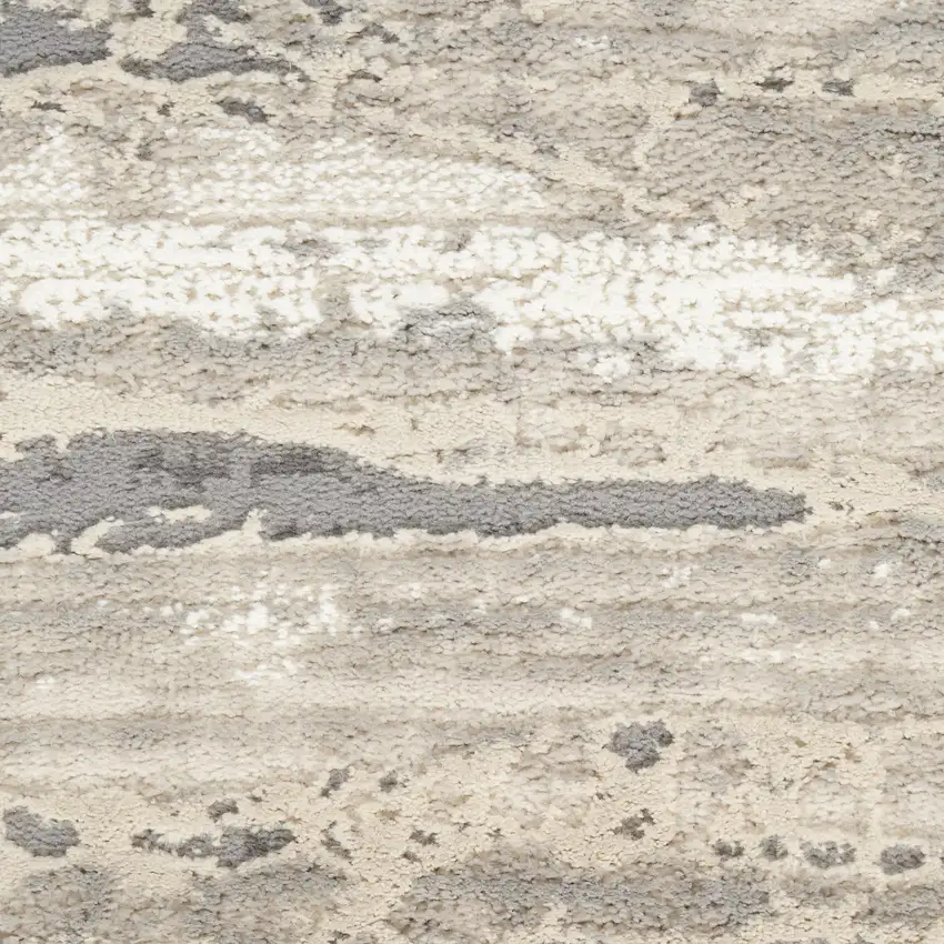 8' Beige Ivory and Gray Abstract Non Skid Runner Rug Photo 7