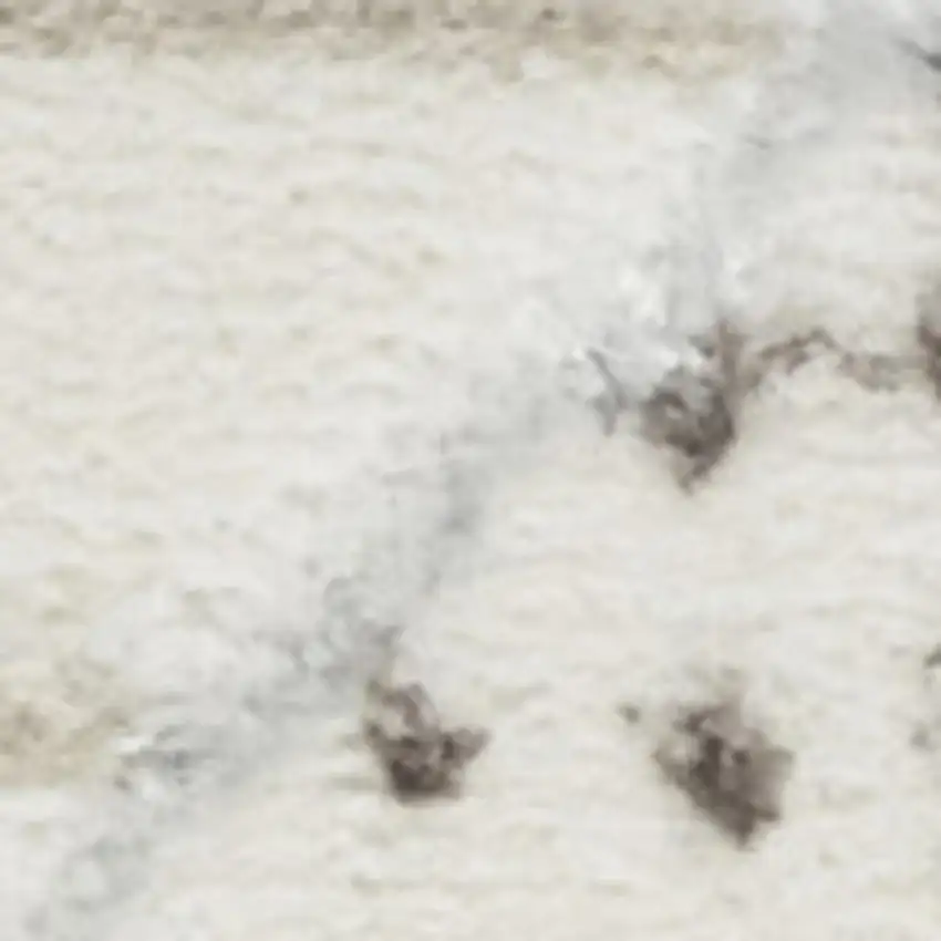 8' Beige Ivory and Gray Geometric Non Skid Runner Rug Photo 3