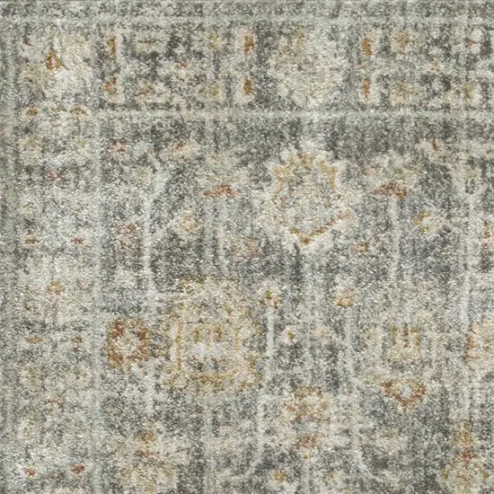 8' Beige Ivory and Gray Oriental Power Loom Distressed Runner Rug With Fringe Photo 1