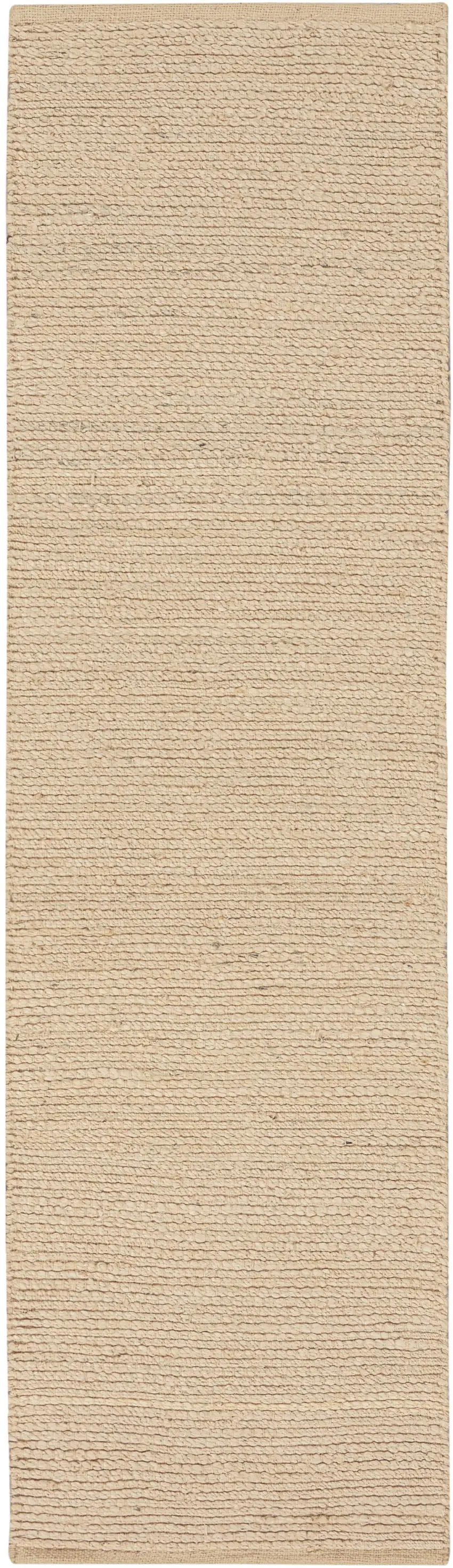 10' Beige Jute Hand Woven Runner Rug Photo 5