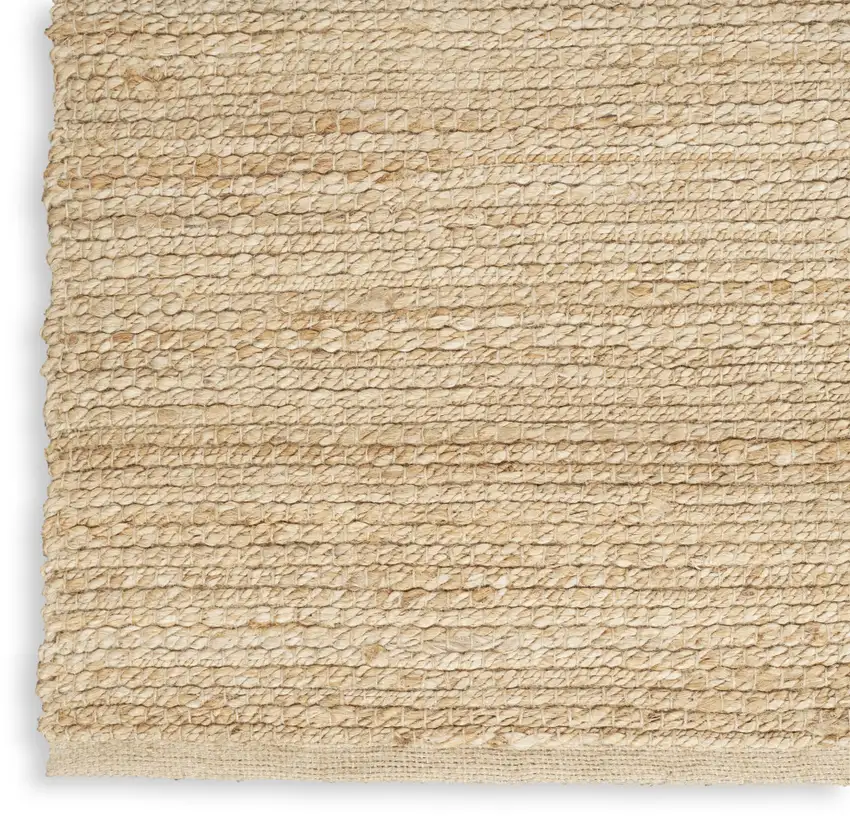 10' Beige Jute Hand Woven Runner Rug Photo 7