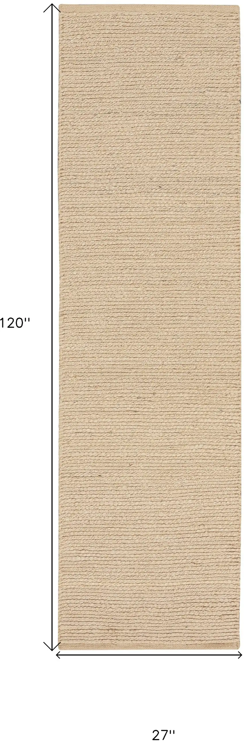 10' Beige Jute Hand Woven Runner Rug Photo 3