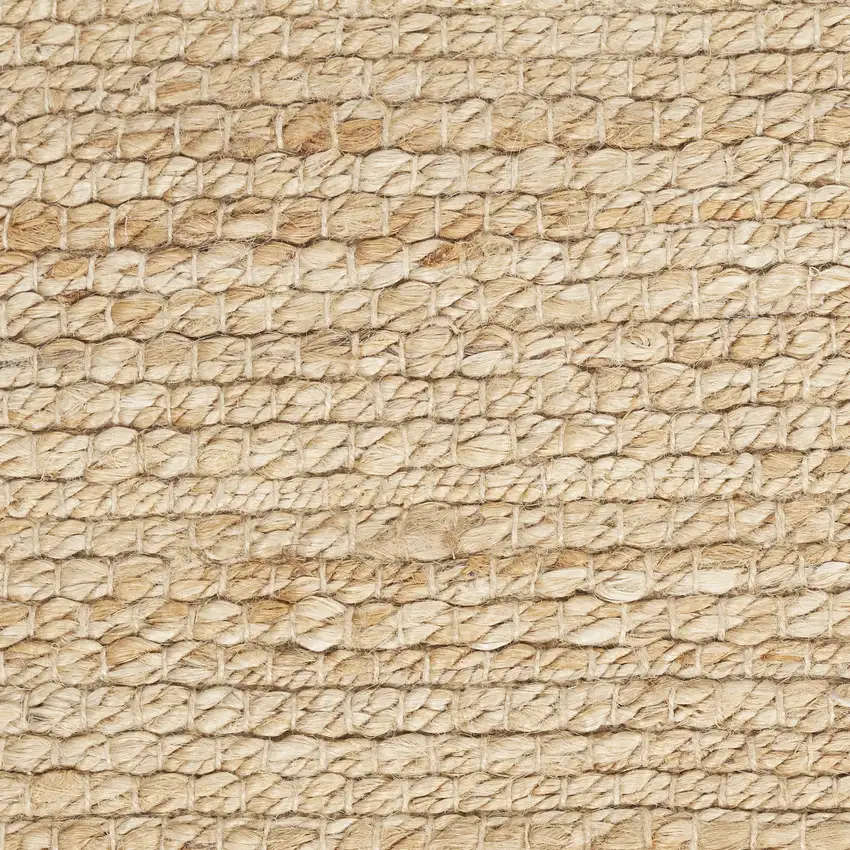 12' Beige Jute Hand Woven Runner Rug Photo 9