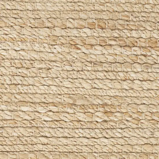 12' Beige Jute Hand Woven Runner Rug Photo 3