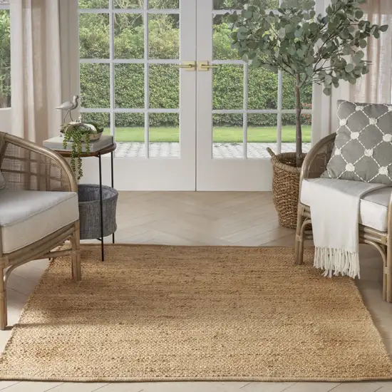 4' Beige Jute Hand Woven Square Rug Photo 5