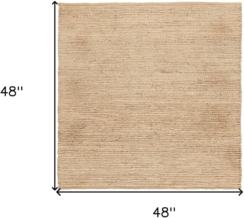 4' Beige Jute Hand Woven Square Rug Photo 3