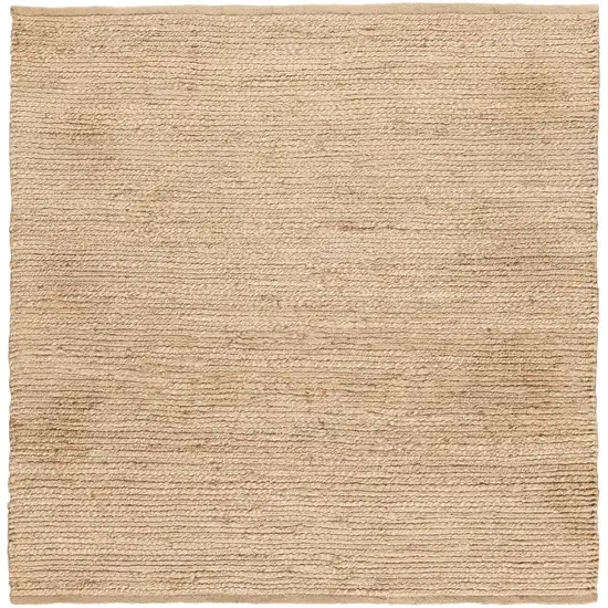 4' Beige Jute Hand Woven Square Rug Photo 6