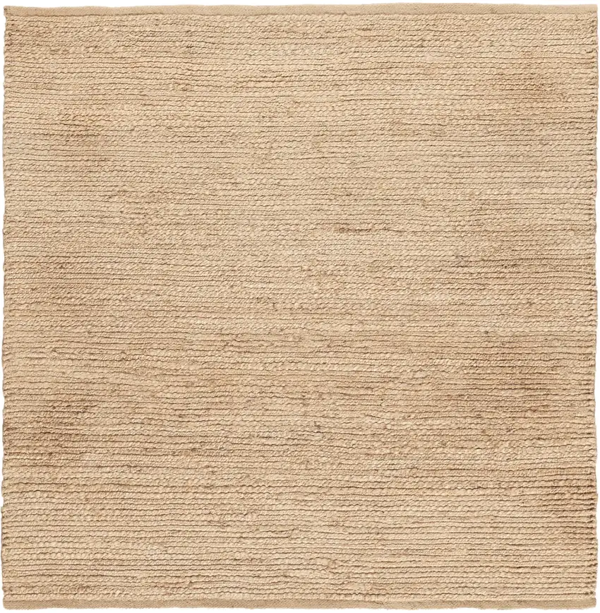 5' Beige Jute Hand Woven Square Rug Photo 2
