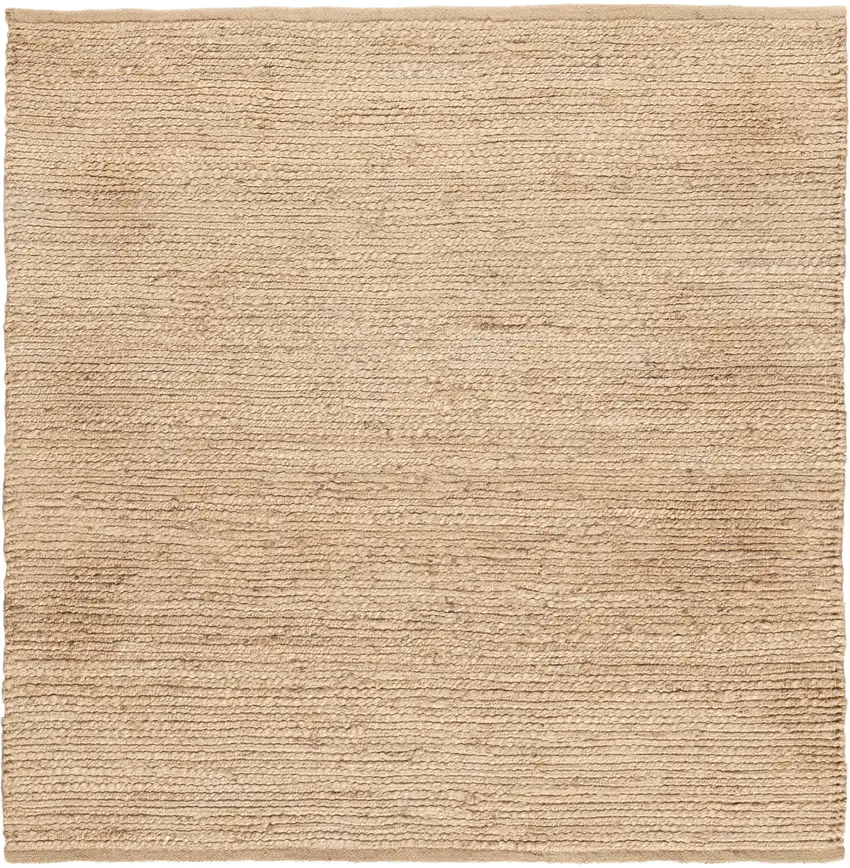 5' Beige Jute Hand Woven Square Rug Photo 1