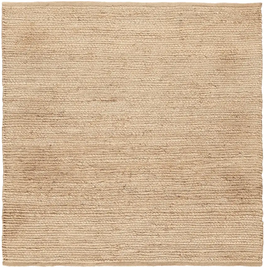 5' Beige Jute Hand Woven Square Rug Photo 5