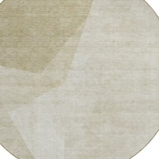 8' Beige Khaki And Taupe Round Abstract Washable Indoor Outdoor Area Rug Photo 4