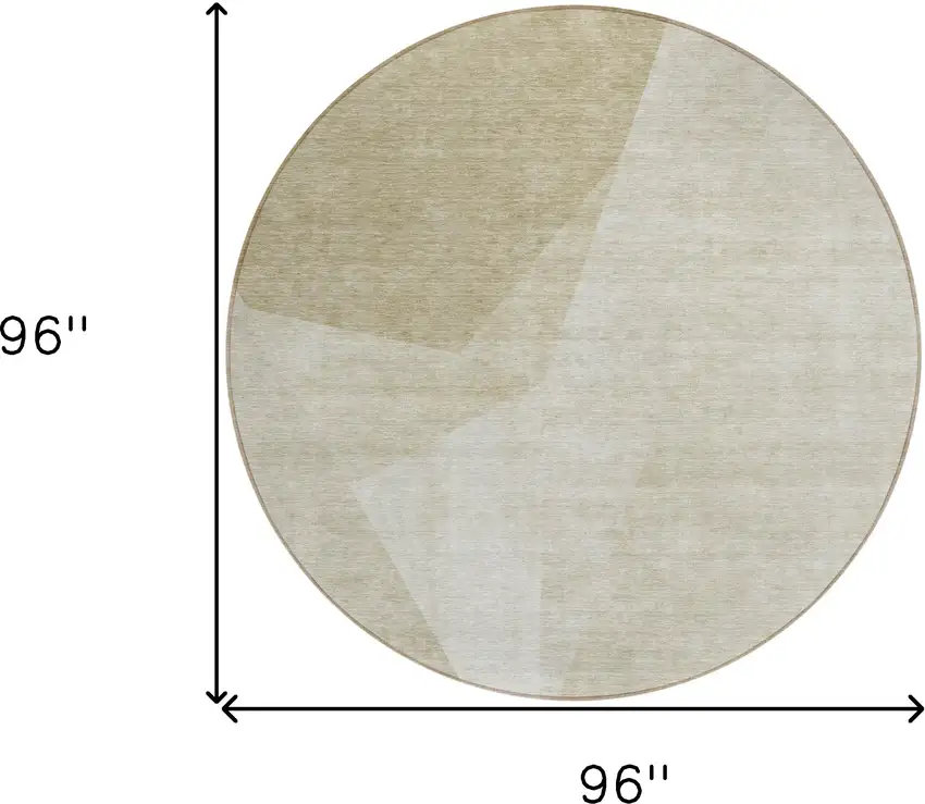 8' Beige Khaki And Taupe Round Abstract Washable Indoor Outdoor Area Rug Photo 8