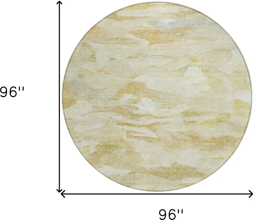 8' Beige Light Green And Brown Round Abstract Washable Indoor Outdoor Area Rug Photo 8