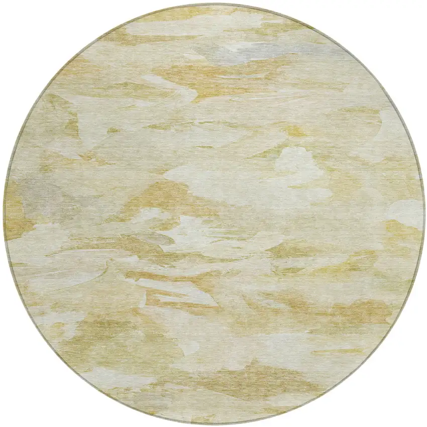 8' Beige Light Green And Brown Round Abstract Washable Indoor Outdoor Area Rug Photo 2