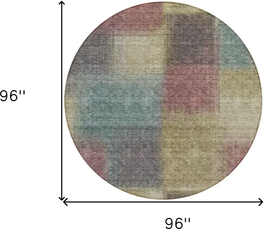 8' Beige Mauve And Brown Round Abstract Washable Indoor Outdoor Area Rug Photo 8