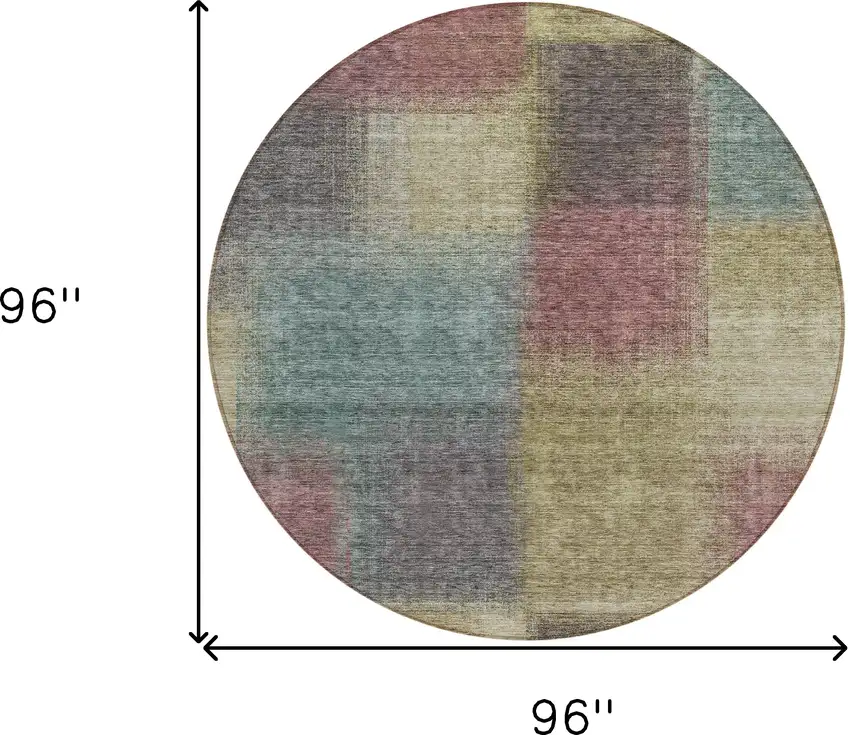 8' Beige Mauve And Brown Round Abstract Washable Indoor Outdoor Area Rug Photo 8