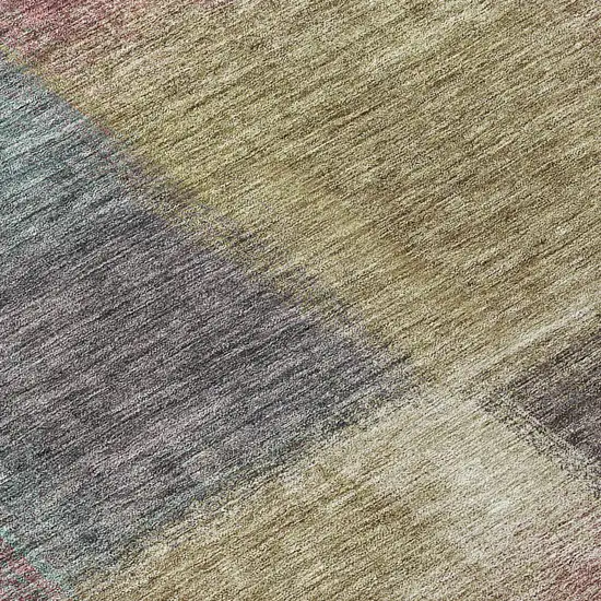 8' Beige Mauve And Brown Round Abstract Washable Indoor Outdoor Area Rug Photo 9