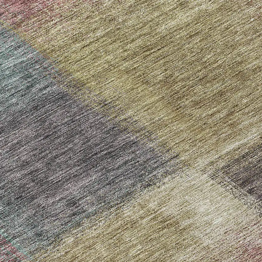 8' Beige Mauve And Brown Round Abstract Washable Indoor Outdoor Area Rug Photo 9