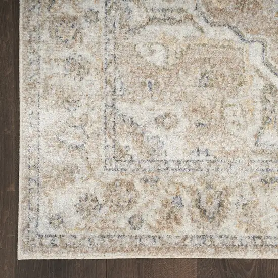 10' Beige Oriental Power Loom Washable Runner Rug Photo 8