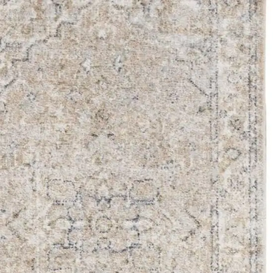 10' Beige Oriental Power Loom Washable Runner Rug Photo 3
