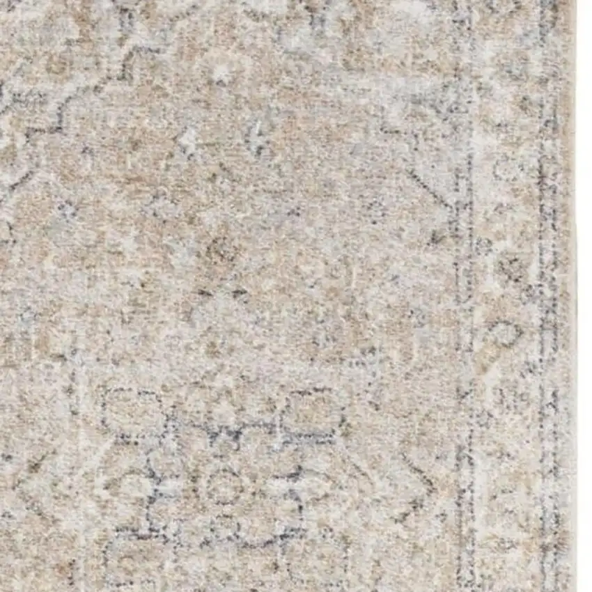 10' Beige Oriental Power Loom Washable Runner Rug Photo 3