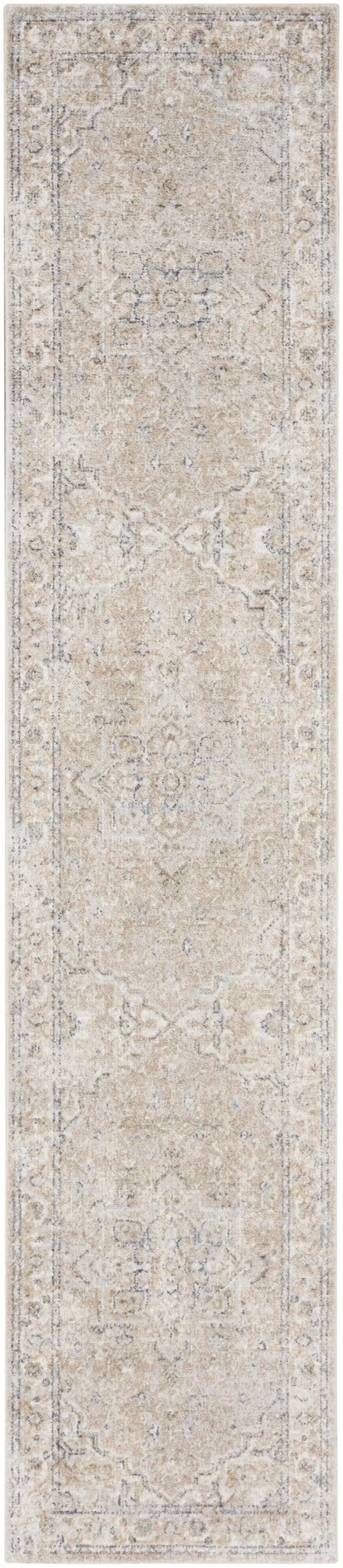 10' Beige Oriental Power Loom Washable Runner Rug Photo 1